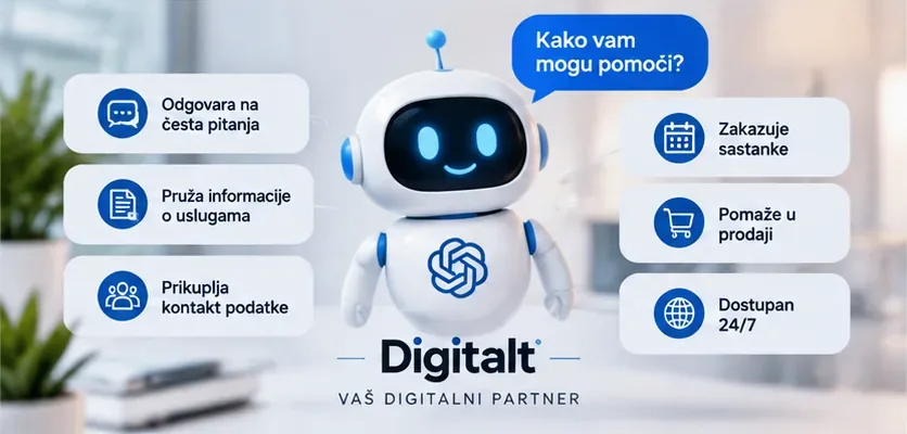 AI chatbot za firme koji odgovara na pitanja, zakazuje sastanke, pomaže u prodaji i pruža podršku 24/7